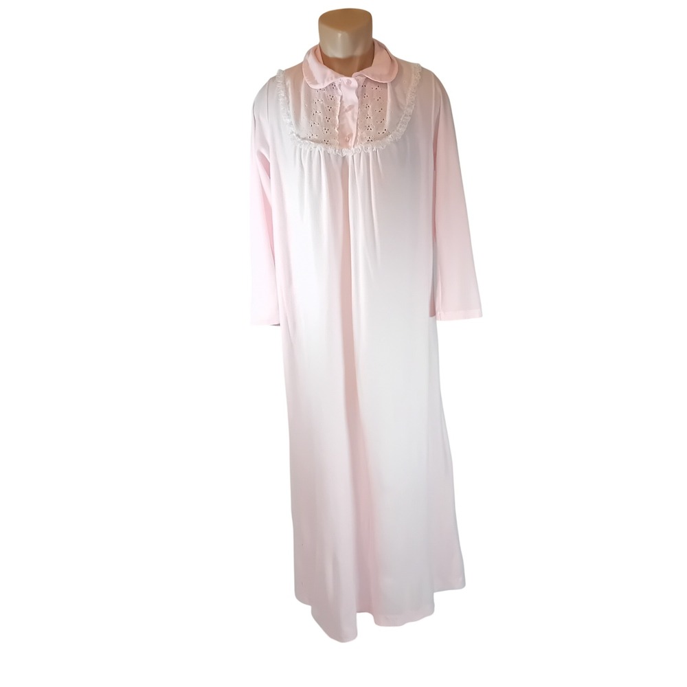 Vintage 80s 90s Nocturne Nightgown Women Soft Pastel‎ Pink Acetate Coquette M